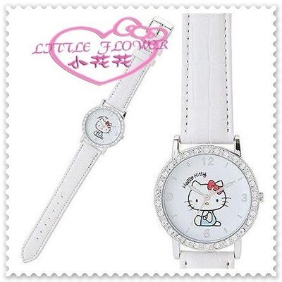 ♥小花花日本精品♥ Hello Kitty   手錶 手表 女錶 淑女錶 皮革手錶 白色側姿 99918408