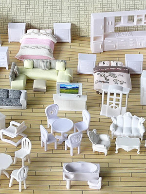 室內迷你家具模型微型衣櫃桌椅沙發床冰箱洗衣機沙盤建模材料1/50~菜菜小商鋪