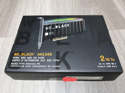 WD_BLACK™ AN1500 NVMe™ 2TB SSD PCIe Gen3 x8 add-in卡 (WDS200T1) 讀取速度可高達 6500MB/s