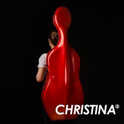 特賣-chrisitina碳纖維大提琴盒君主紅 大提琴包 大提琴琴盒 配件盒子~