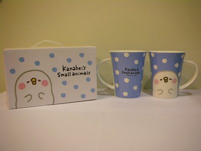 全新質優厚實紀念品卡娜赫拉的小動物陶瓷馬克杯 [ 藍底白點杯款 ] 兩只壹組附外盒