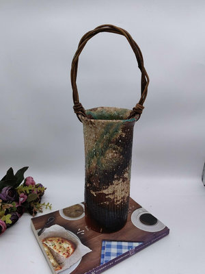 日本回流 信樂燒  花器  花瓶 花入 提梁花瓶