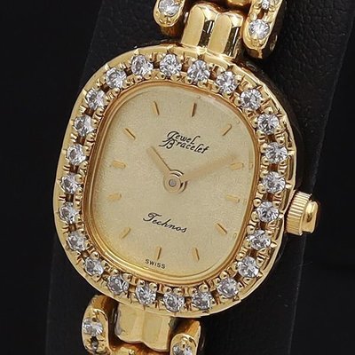 【精品廉售/手錶】Technos Jewel Bracelet 錶框鑲滿水鑽石英女腕錶*防水*252140.89*美品*