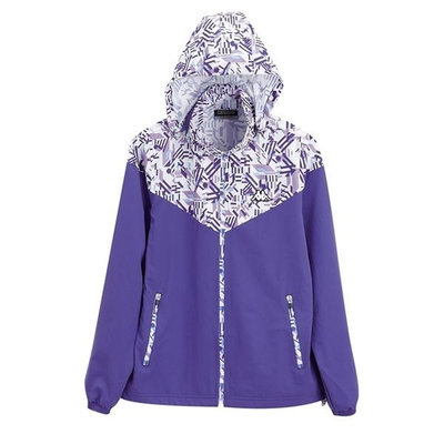 KAPPA義大利 女平織慢跑四面彈風衣外套(可拆帽) 羅蘭紫