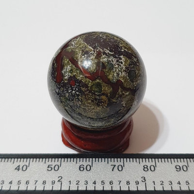 龍血石球 +木底座 水晶球 礦石球 擺飾  收藏 禮物