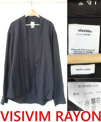 BLACK近全新VISVIM中村世紀著KIMONO和服罩衫NORAGI外掛F.I.L人造絲RAYON質高端等級外套襯衫