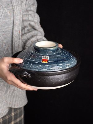 日本原裝萬古燒進口星雨土鍋波佐見日式燉煮土釜厚實保溫手工砂鍋