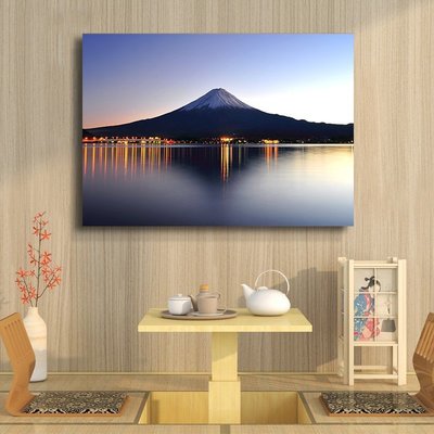 日本富士山掛畫 日式風景攝影壁畫 玄關走廊沙發背景牆裝飾畫 日式無框畫 櫻花富士山牆畫
