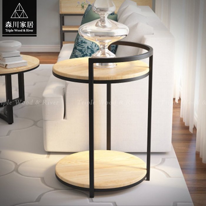 《森川家居》LLT-05LT10-美式工業LOFT雙層圓几 茶几邊几桌/客廳起居室民宿/餐桌餐椅收納設計/品東西IKEA