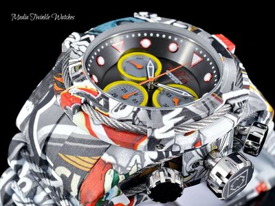 《大男人》Invicta #0065ZEUS瑞士大錶徑50MM塗鴉個性潛水錶，噴砂鋼帶，非常特別(本賣場全現貨)