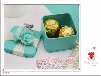 『Truelove 珍愛一世 歐美禮品批發 』╭☆ 藍色風格 玫瑰歐式鐵盒 喜糖盒 包裝果醬盒 ☆╮