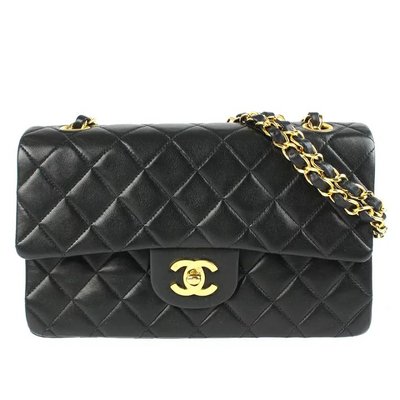 Chanel Classic flap 斜背包（23cm)，Chanel 黑色CF 斜背包, 未使用品