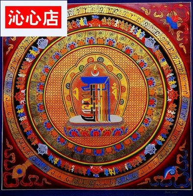 熱銷  尼泊爾西藏純手繪唐卡 彩繪精品十相自在 壇城 曼荼羅qxd4931