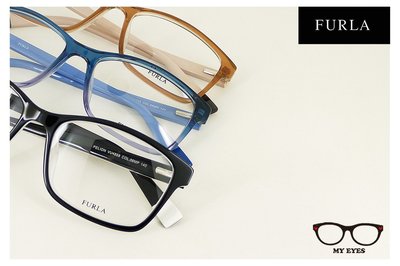 【My Eyes 瞳言瞳語】Furla 義大利品牌 日風透茶色膠框光學眼鏡 大框面造型 幾何方塊系列 (VU4858)