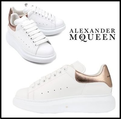 【折扣預購】22秋冬正品Alexander McQueen Oversize sneakers白色 玫瑰金色 皮革厚底鞋