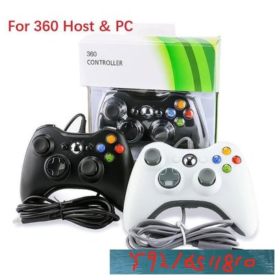 適用於 Microsoft Xbox 360 和 Windows PC 有線控制器操縱桿遊戲手柄黑色白 Y1810