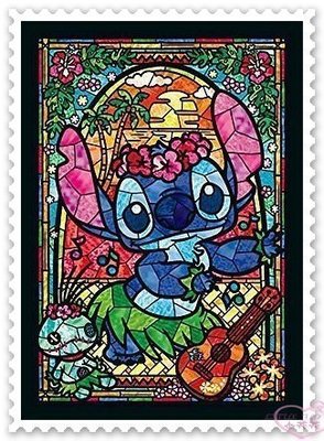 ♥小公主日本精品♥ 《Stitch》史迪奇 玩具 夏威夷 吉他 花圈 拼圖 日本製造 50116409