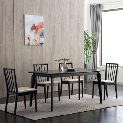 實木餐椅家用全實木中式黑色現代簡約靠背椅小戶型純實木餐桌椅子