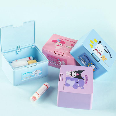 三麗鷗HELLO KITTY卡通按壓盒塑料生活用品桌面口紅化妝品收納盒