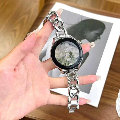 適用華為gt表帶 智能手表三星watch65金屬單排鏈手表帶20智能手環腕帶 替換腕帶 運動錶帶 腕帶