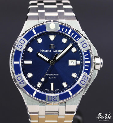 【鑫瑞鐘錶】98新 Maurice Lacroix 艾美錶 Aikon AI6058-SS002-430-2 不鏽鋼 藍面 潛水錶 自動上鍊 43mm 盒單全
