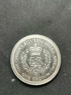 馬恩島1克朗硬幣1977年英國女王伊麗莎白銀婚紀念幣壹枚，重11170