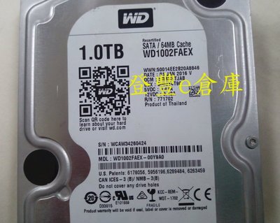 【登豐e倉庫】 YF541 黑標 WD1002FAEX-00Y9A0 1TB SATA3 硬碟