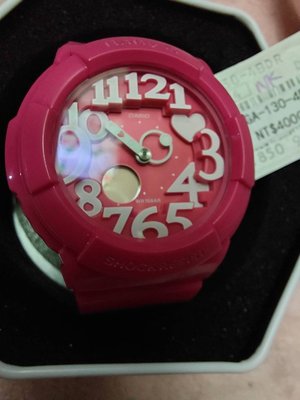 04 Baby-G CASIO手錶 BGA-130-4BDR 活潑霓虹愛心造型電子錶目前本賣場最便宜 售價2390元