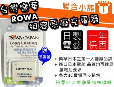 【聯合小熊】台灣樂華 ROWA 電池 相容原廠 CANON NB-6L NB6L S95 S120 Ixus 210
