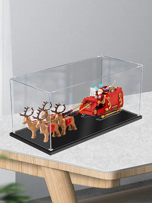 【現貨】冬季圣誕老人馴鹿雪橇車亞克力展示盒適用樂高40499 防塵盒收納盒~佳佳百貨