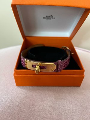 ~米蘭~ Hermes 紫色 鱷魚皮 Kelly系列 手環