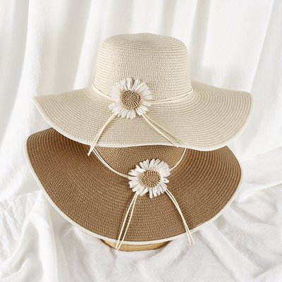 沙灘草帽子女夏度假大沿涼帽戶外海邊大帽檐遮陽帽女士太陽帽