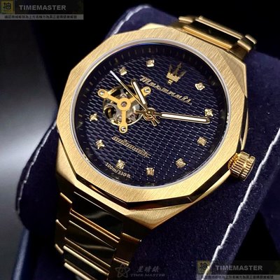MASERATI手錶,編號R8823140006,46mm金色錶殼,金色錶帶款