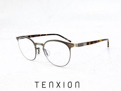 【本閣】TENXION TEN03 日本製超輕薄鋼無螺絲大圓光學眼鏡 德國紅點設計大獎 鐵灰/玳瑁色 ic眼鏡