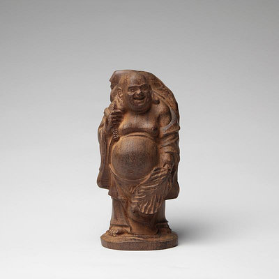 【藏傳佛教拍賣會 5/13結標】 彌勒佛木雕擺件 木雕 CLP-5573 WW D0 一元起標