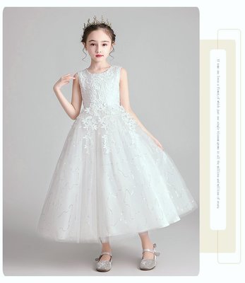 新竹金奇童裝兒童長款女童公主裙禮服白色洋裝花童禮服洋裝長裙