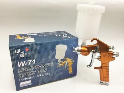 //附發票 正日本伊藤 低壓力高霧化油漆噴槍 噴漆槍 W-71 (金色)  1.5mm 高質感 耐酸鹼PVC噴瓶