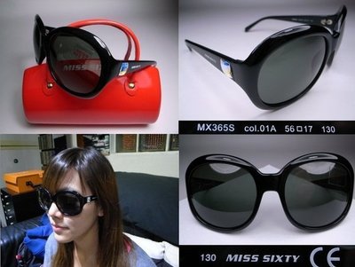 信義計劃 眼鏡 MISS SIXTY MX365S 太陽眼鏡 水鑽 黑色 膠框 圓框 大框 藍光 sunglasses