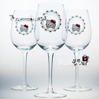 Hello Kitty 凱蒂貓玻璃杯紅酒杯水杯香檳杯高腳杯水晶杯（2個裝）