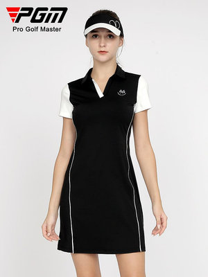 PGM高爾夫連衣裙女夏季服裝新品高彈女裝V領設計時尚百搭網球裙子