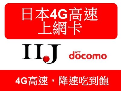 [效期2024.08.31]日本IIJ (docomo) 8天 4G有3GB流量 超過降速吃到飽 上網卡