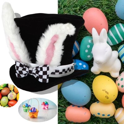 文具 絲絨兔耳高帽復活節帽子派對裝飾兔耳朵帽-一點點