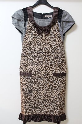 圍裙１００-台灣製動物紋/蝴蝶結豹紋兩袋圍裙（GS540）