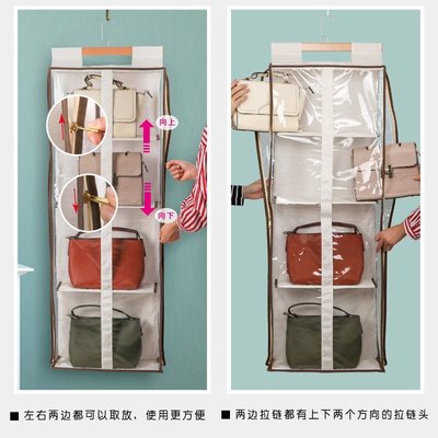 【熱賣精選】家居門后包包收納掛袋衣柜懸掛式透明包包收納半包式布藝防塵防潮