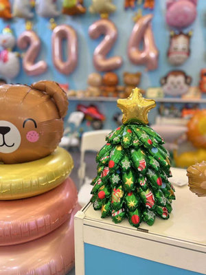 台灣現貨 桌上型 立體聖誕樹 氣球(可開報帳收據) / 聖誕節汽球 佈置 裝飾 活動布置  雪人 麋鹿 聖誕老公公 聖誕樹
