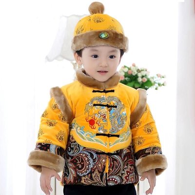 2021新款兒童唐裝男童週歲禮服中國風拜年漢服男寶寶棉衣加厚保暖新年套裝