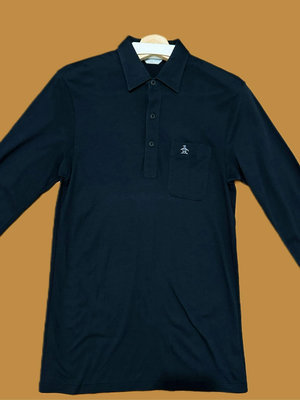 高爾夫服飾 Munsingwear 企鵝牌 秋冬款 專櫃男裝 長袖 套頭 polo衫 長袖上衣 黑色 M