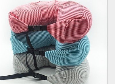 LoVus -舒適透氣條紋U型枕頭護頸枕泡沫粒子午睡枕