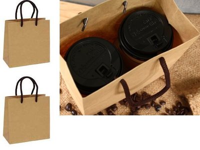 【天愛包裝屋】// 25個 // 大6K-L 牛皮紙袋 (可裝咖啡杯2入) 紙袋 (內附紙板)