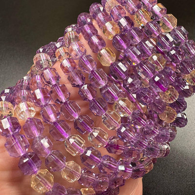 天然 玻利維亞 紫水晶 紫黃晶 切割面 造型 手串 手鍊 現貨實拍